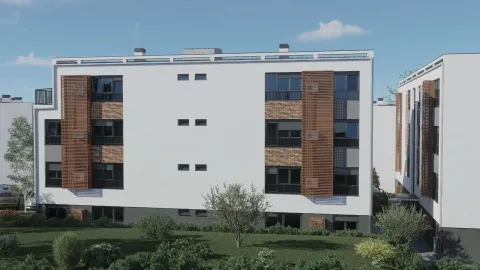 Spoljašnji izgled moderne stambene zgrade sa uređenim dvorištem. - image 21