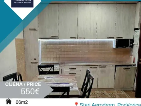 Izdavanje, dvosoban stan, 66m², Stari Aerodrom, Podgorica