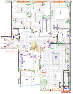 Detaljan plan stana sa rasporedom prostorija i elektro instalacijama. - image 12