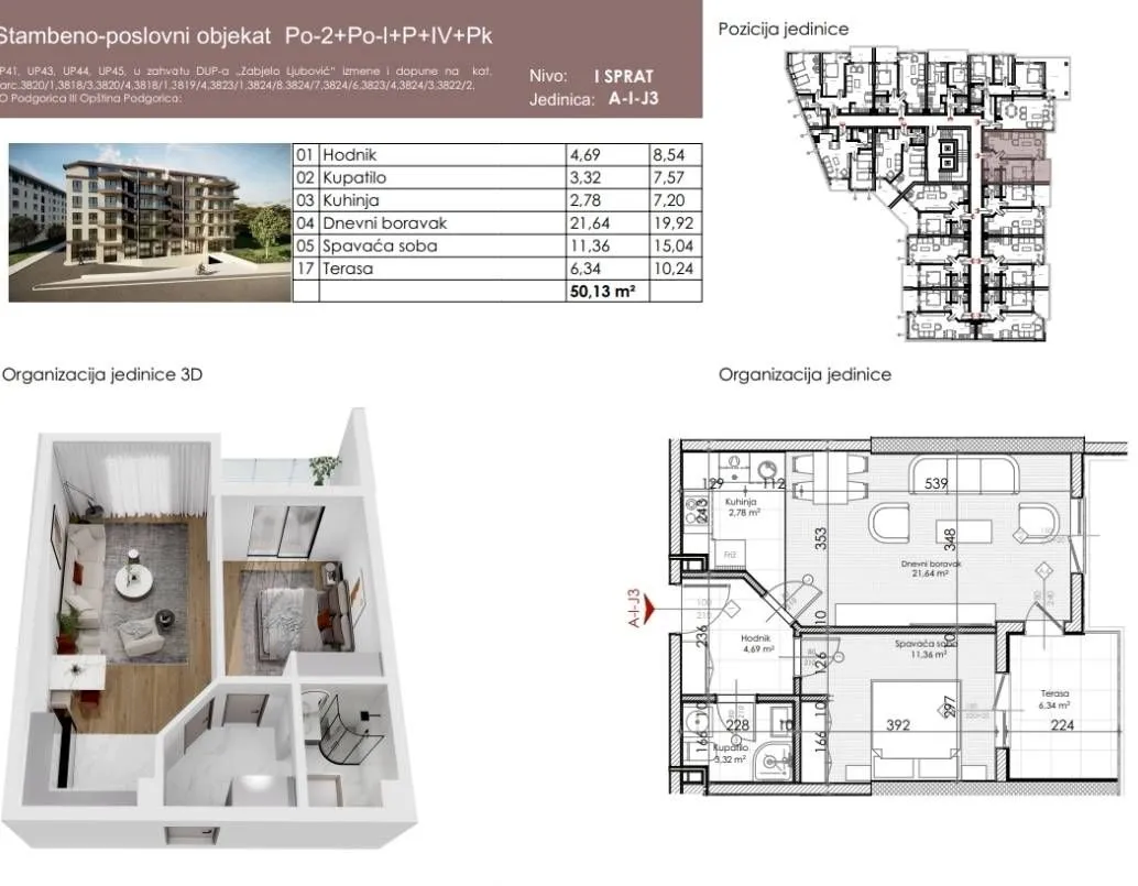 Prodaja, jednosoban stan, 50m², Ljubović, Podgorica