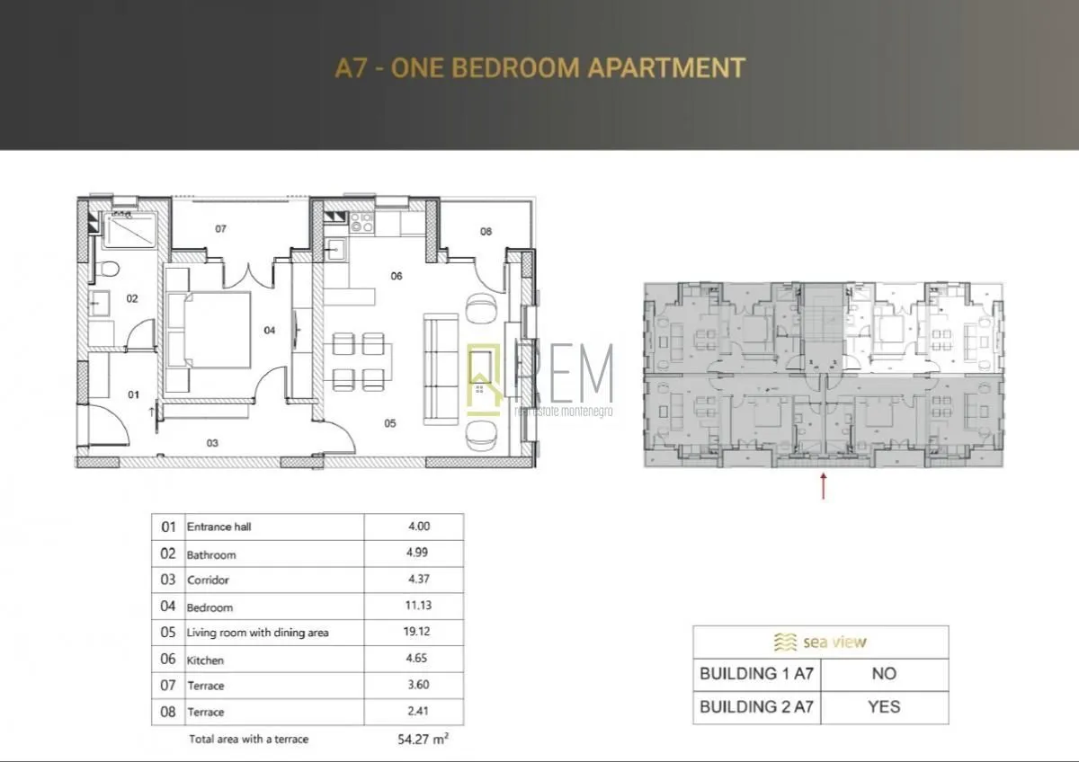 Prodaja, jednosoban stan, 49m², Risan, Kotor
