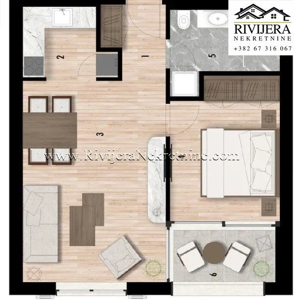 Prodaja, jednosoban stan, 53m², Risan, Kotor