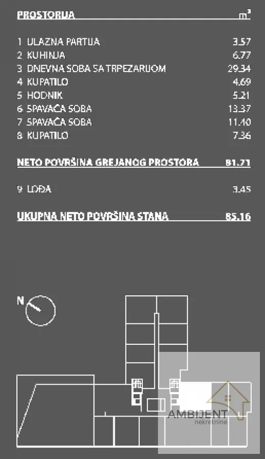 Sale, three bedroom apartment, 85m², Novi Beograd Sve Podlokacije, Beograd