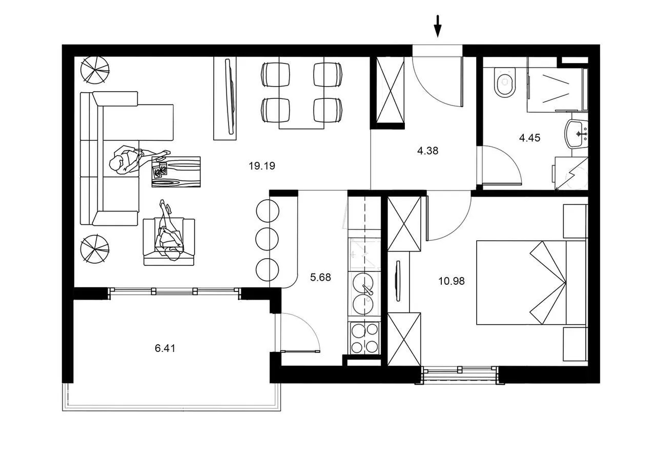 Sale, one bedroom apartment, 51m², Bečići, Budva