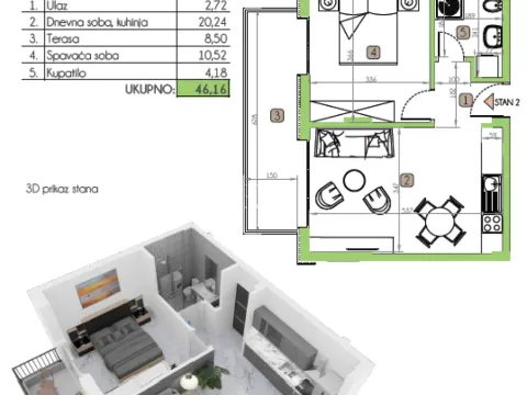Prodaja, jednosoban stan, 46m², Dobrota, Kotor - image 7