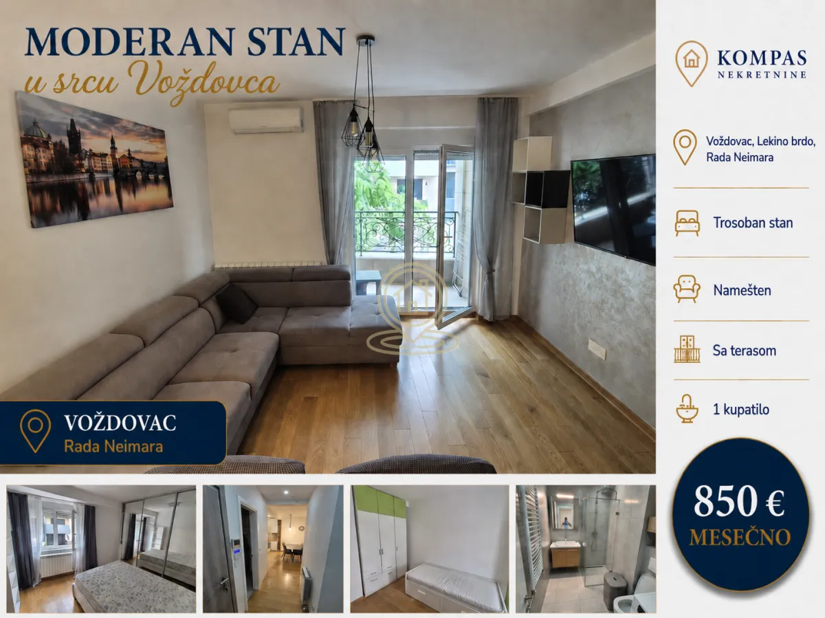 Rent, three bedroom apartment, 72m², Lekino Brdo, Voždovac Sve Podlokacije