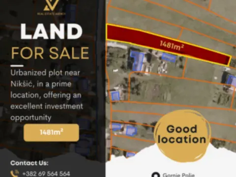 Sale, land lot, 1481m², Gornje Polje, Nikšić