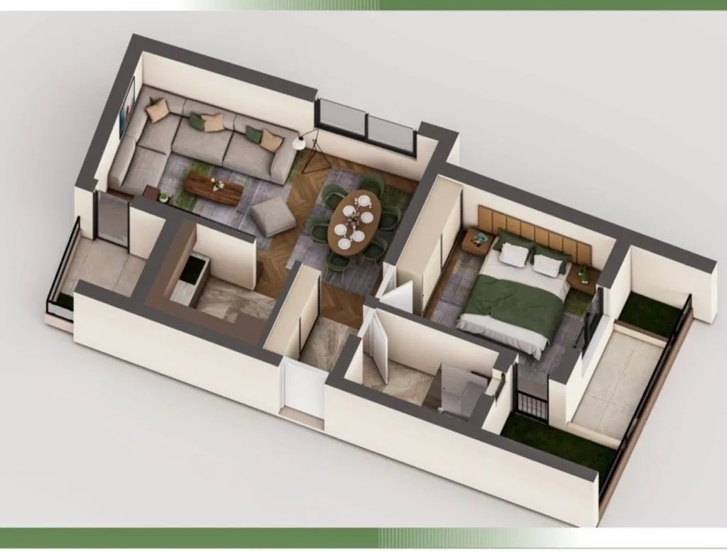 Prodaja, jednosoban stan, 51m², Šušanj, Bar - Plan prostora