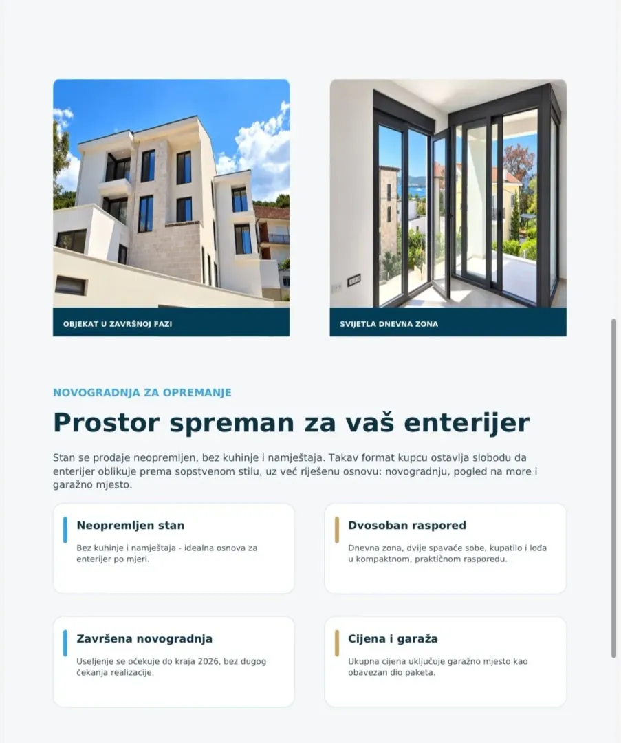 Prodaja, dvosoban stan, 61m², Tivat, Crna Gora
