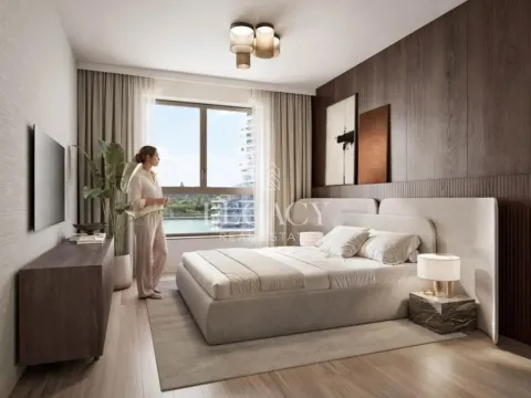 Moderna spavaća soba sa bračnim krevetom i pogledom kroz prozor. - image 3