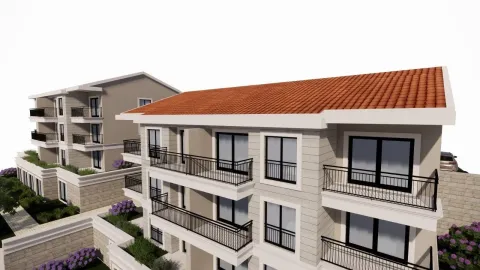 Spoljni izgled stambene zgrade sa terasama i popločanim dvorištem. - image 16