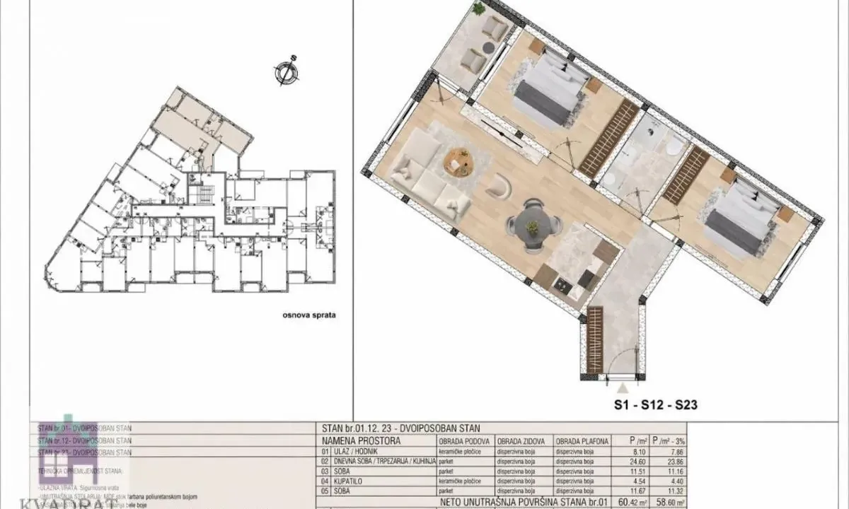 Prodaja, dvosoban stan, 62m², Obrenovac, Beograd