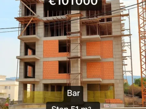 Prodaja, jednosoban stan, 51m², Bar, Crna Gora