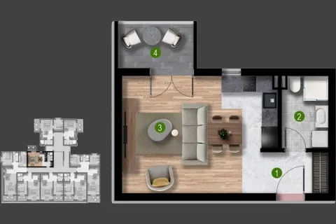 Osnova stana sa rasporedom prostorija i namještajem. - image 17