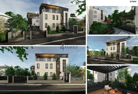 Kolekcija 3D prikaza spoljašnjosti moderne stambene zgrade sa uređenim dvorištem. - image 6