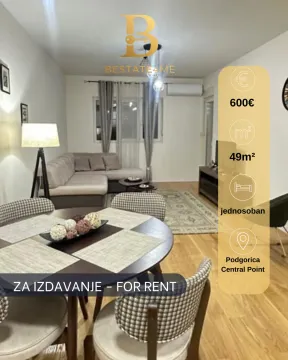 Rent, one bedroom apartment, 49m², Central Point, Podgorica - image 1
