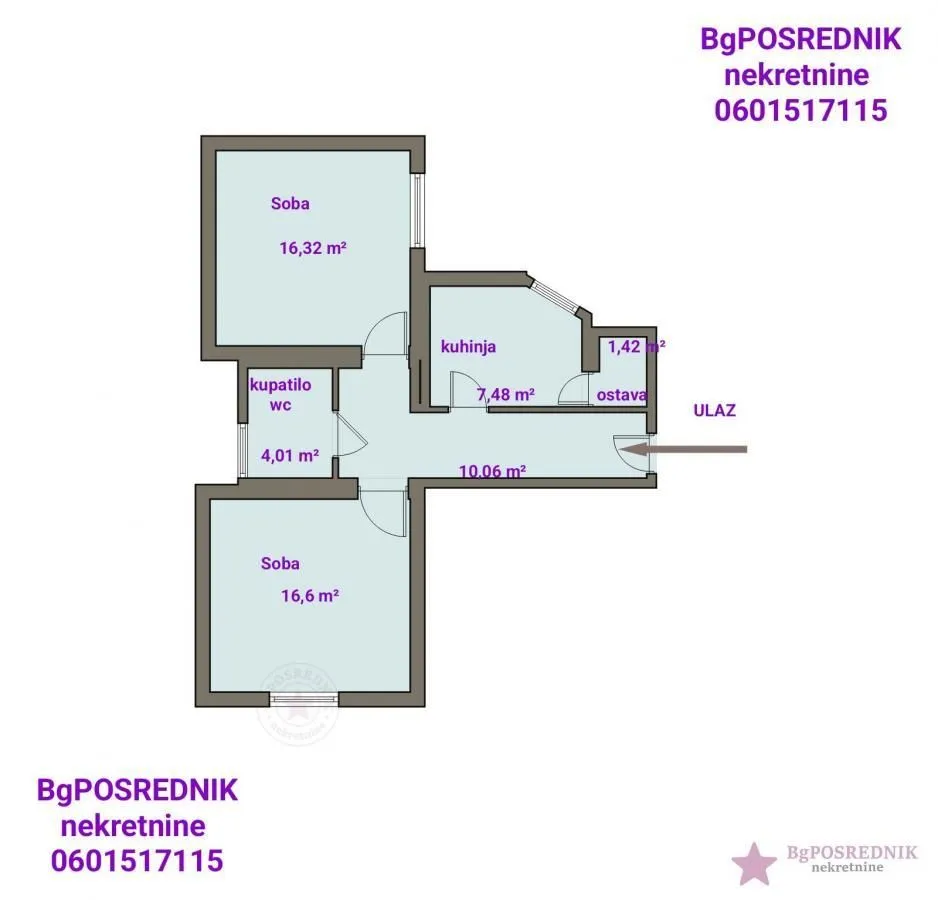 Sale, two bedroom apartment, 56m², Kalenić Pijaca, Vračar Sve Podlokacije