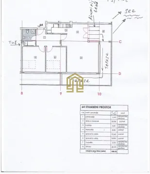 Osnovna skica i plan stana sa upisanim prostorijama i kvadraturom. - image 20