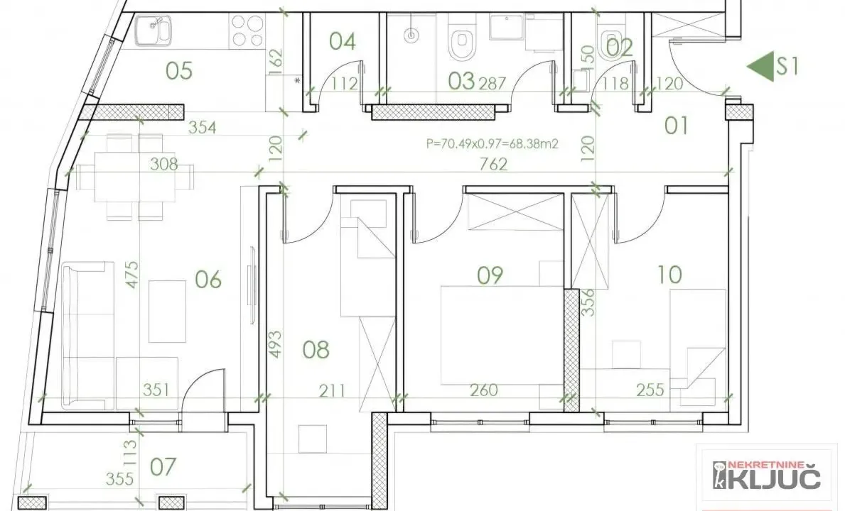 Sale, three bedroom apartment, 69m², Telep, Novi Sad Sve Podlokacije