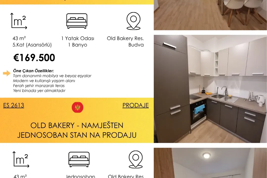 Prodaja, jednosoban stan, 44m², Golubovina, Budva