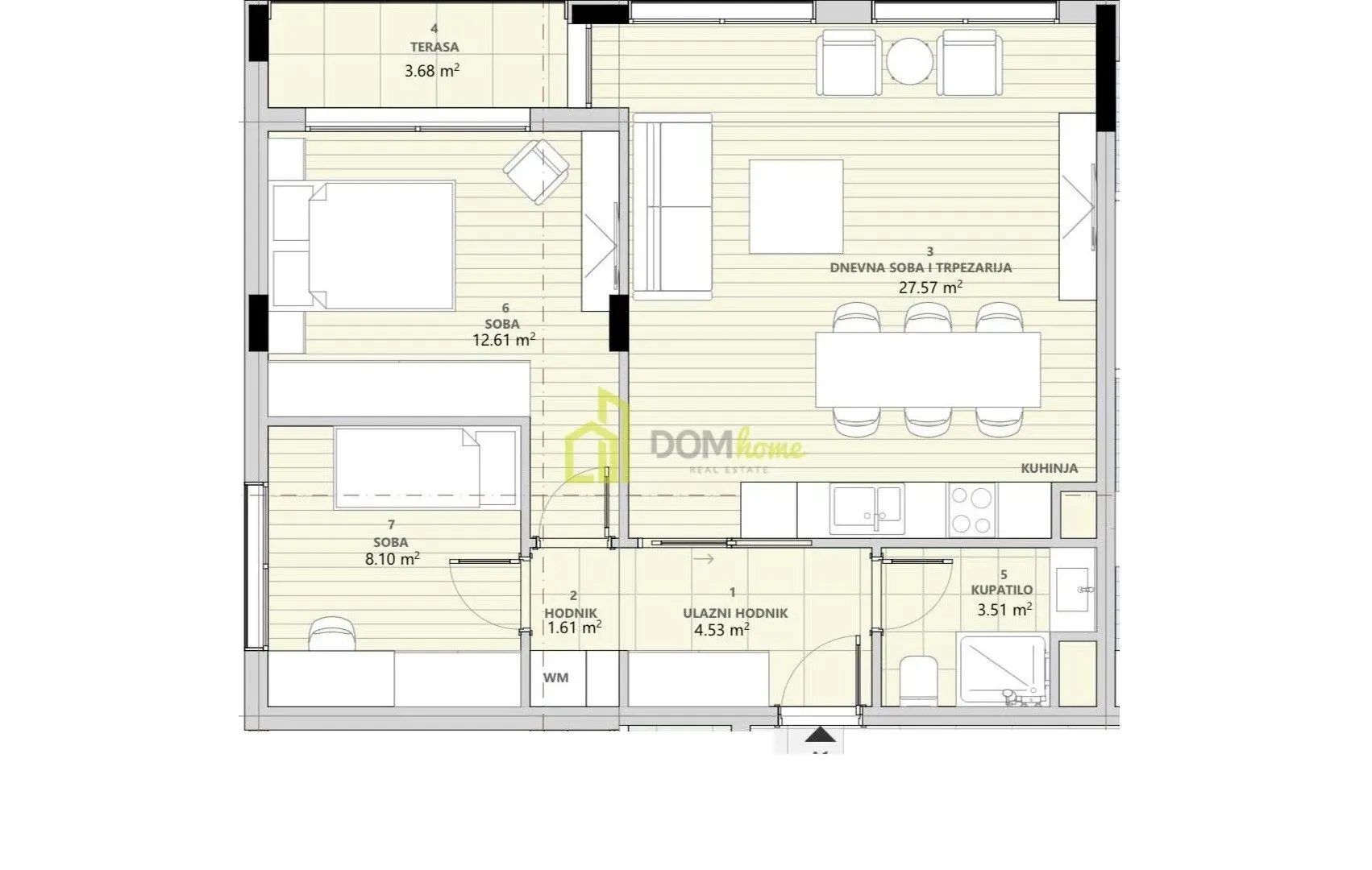 Prodaja, dvosoban stan, 62m², Zabjelo, Podgorica