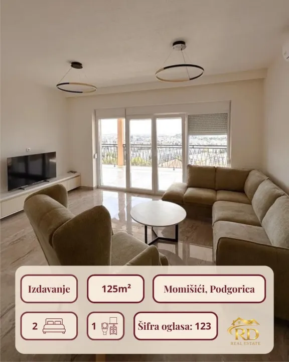 Rent, two bedroom apartment, 125m², Momišići, Podgorica