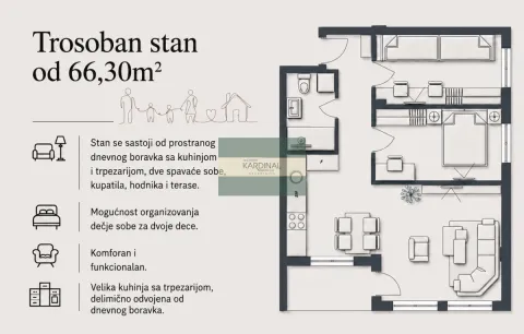 Prodaja, trosoban stan, 66m², Aqua park, Jagodina - image 1
