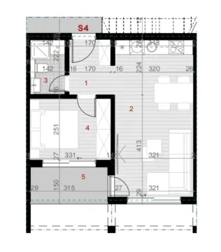 Arhitektonski nacrt stana sa rasporedom prostorija i dimenzijama. - image 14