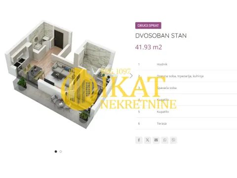 Prodaja, dvosoban stan, 42m², Lekino Brdo, Voždovac Sve Podlokacije - image 2