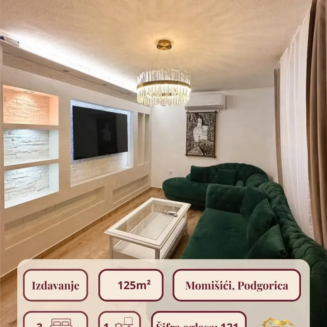 Izdavanje, trosoban stan, 125m², Momišići, Podgorica