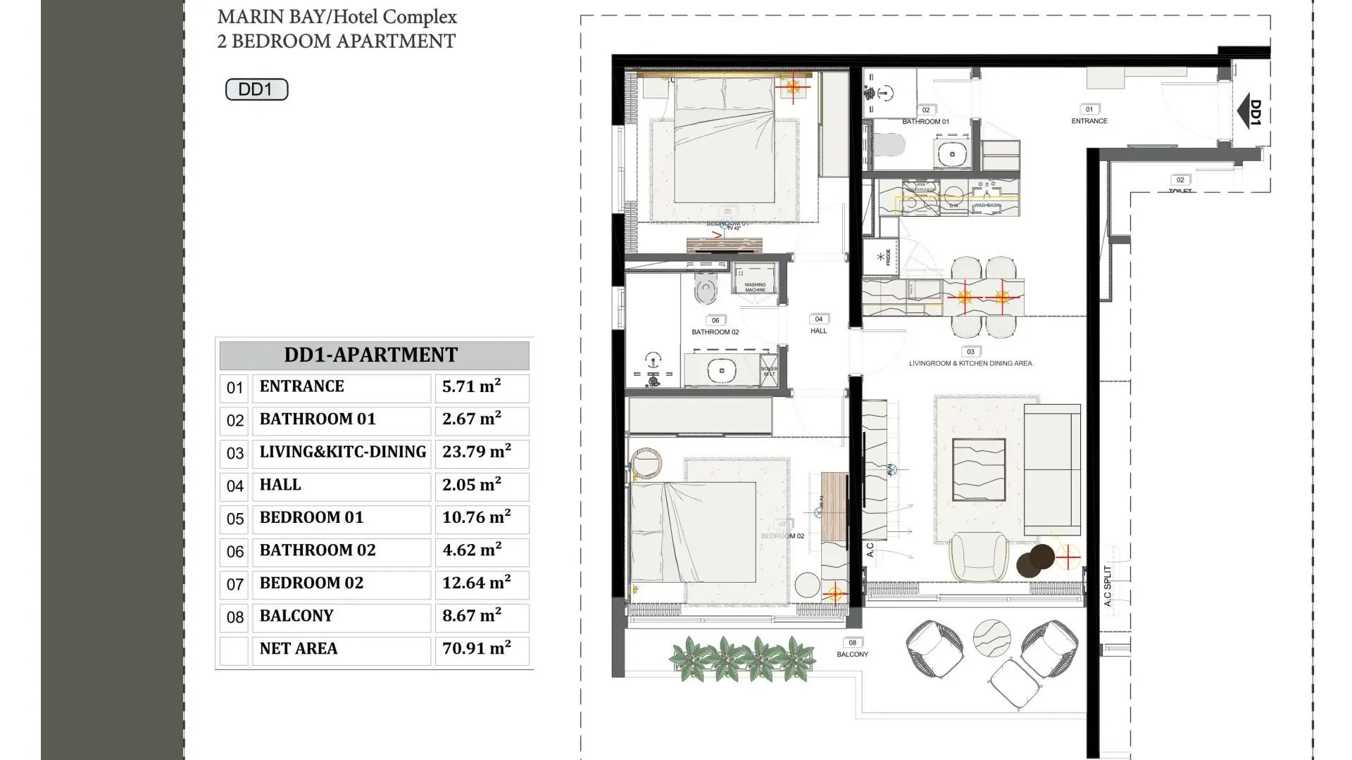 Sale, two bedroom apartment, 71m², Dobre Vode, Bar
