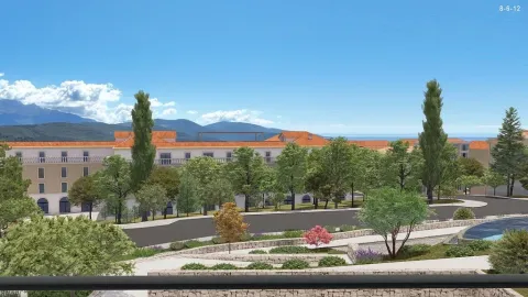 3D vizuelizacija pogleda sa terase na kompleks i okolni pejzaž. - image 6