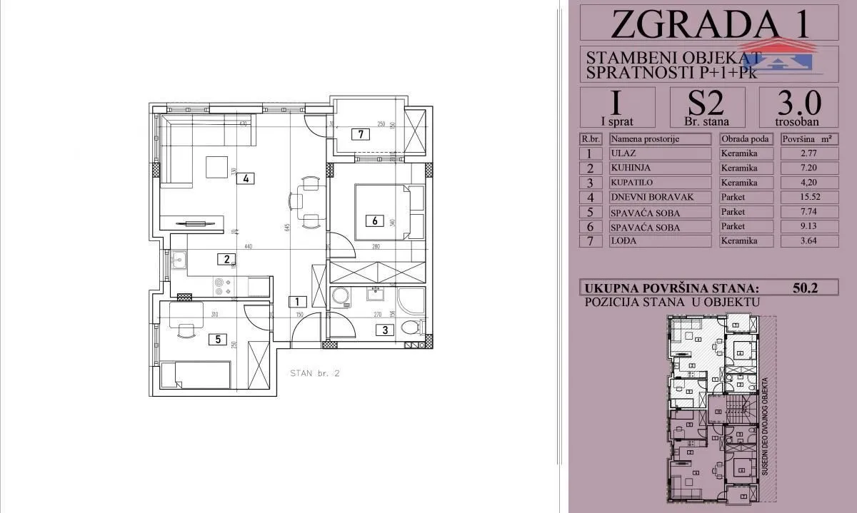 Prodaja, trosoban stan, 50m², Adice, Novi Sad Sve Podlokacije