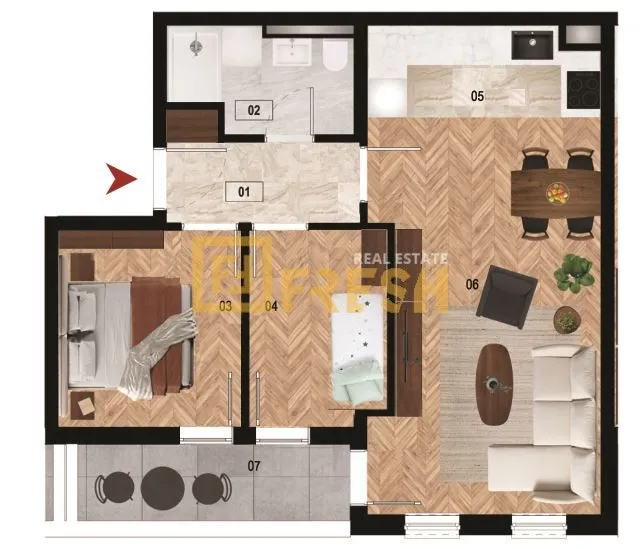 Prodaja, dvosoban stan, 56m², Zabjelo, Podgorica