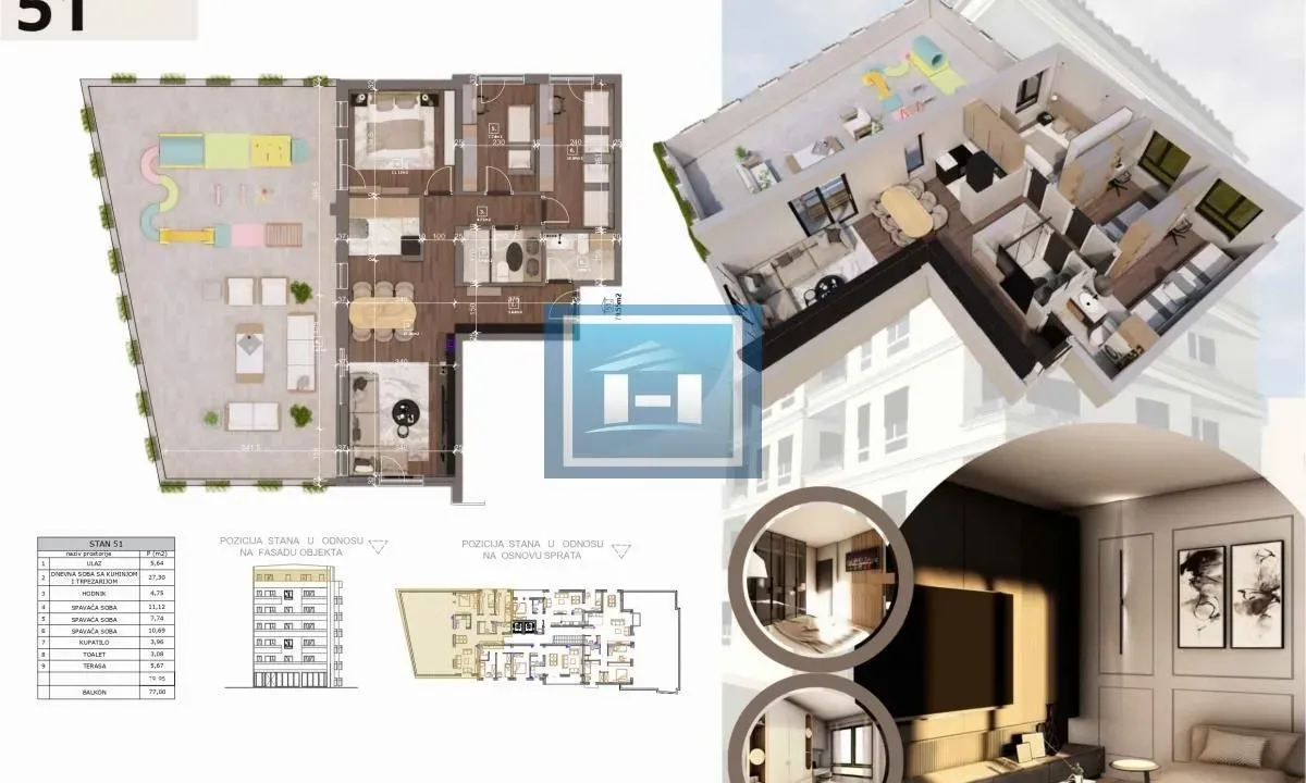 Sale, three bedroom apartment, 79m², Centar, Ćuprija