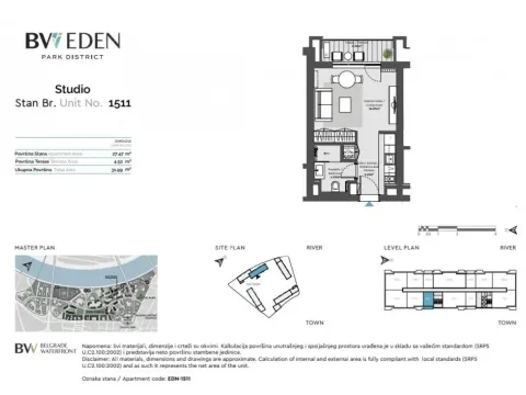 Sale, one bedroom apartment, 32m², Savski Venac, Beograd