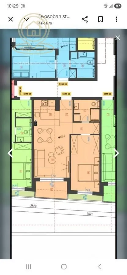 Prodaja, dvosoban stan, 49m², Vašarište, Kragujevac