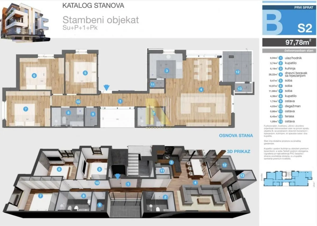 Prodaja, četvorosoban stan, 93m², Sremska Kamenica, Petrovaradin