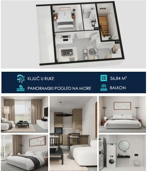 Sale, one bedroom apartment, 56m², Tivat, Crna Gora