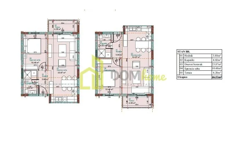 Prodaja, jednosoban stan, 47m², Donja Gorica, Podgorica