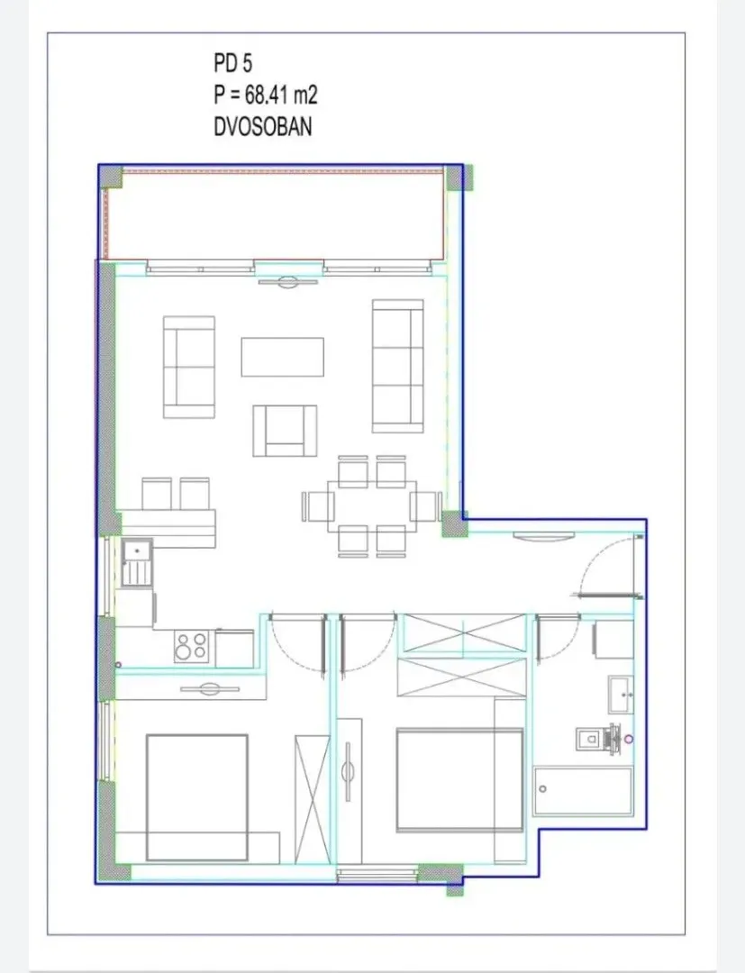 Prodaja, dvosoban stan, 68m², Tivat, Crna Gora