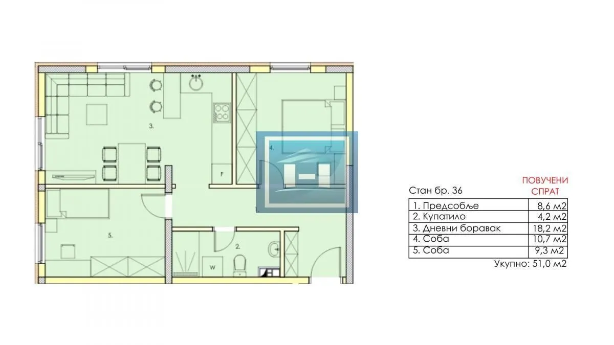 Prodaja, jednosoban stan, 51m², Centar, Jagodina
