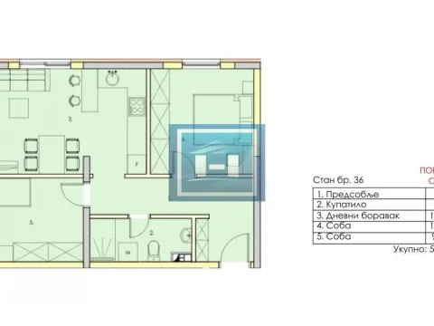 Sale, one bedroom apartment, 51m², Centar, Jagodina