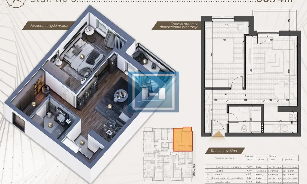 Prodaja, jednosoban stan, 50m², Centar, Jagodina
