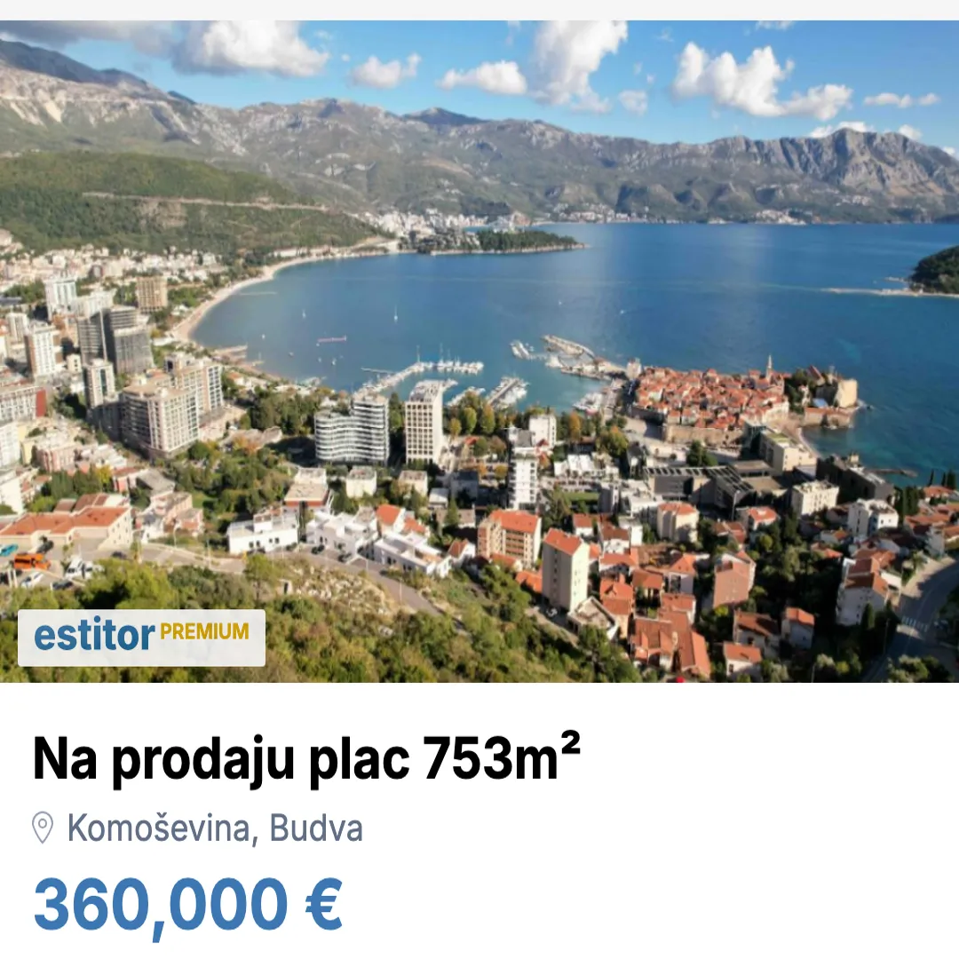 Prodaja, plac, 753m², Komoševina, Budva