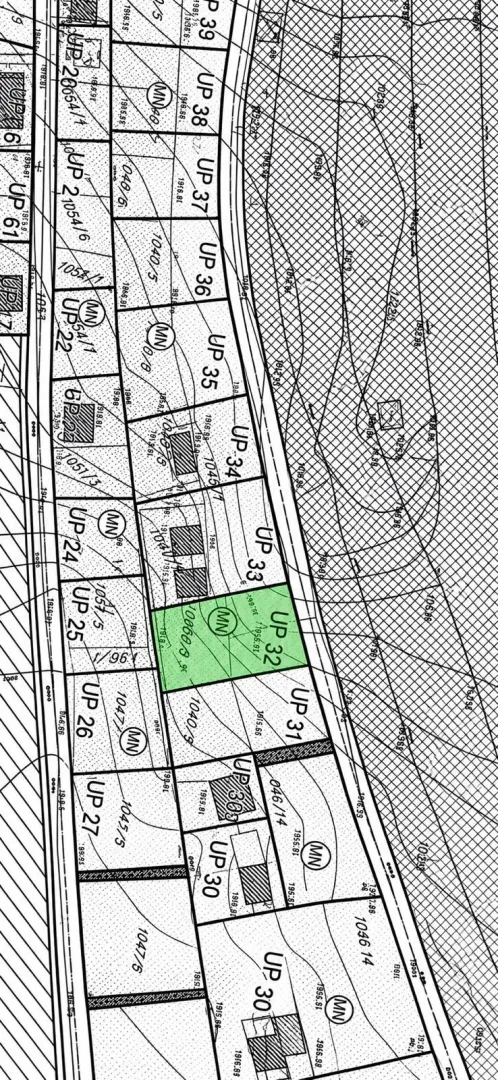 Katastarski plan sa označenim urbanističkim parcelama.