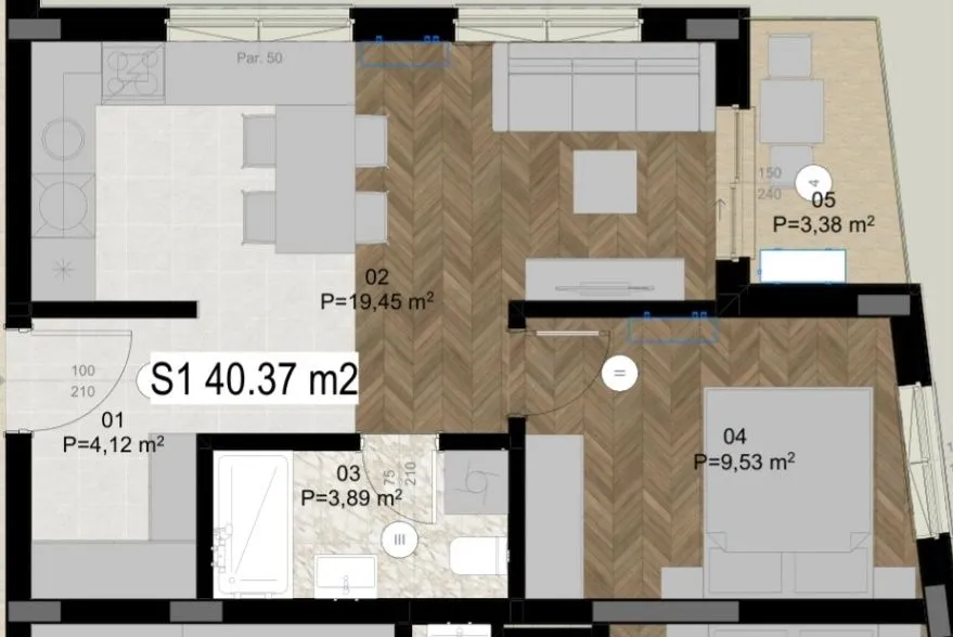 Prodaja, jednosoban stan, 40m², Centar, Bar