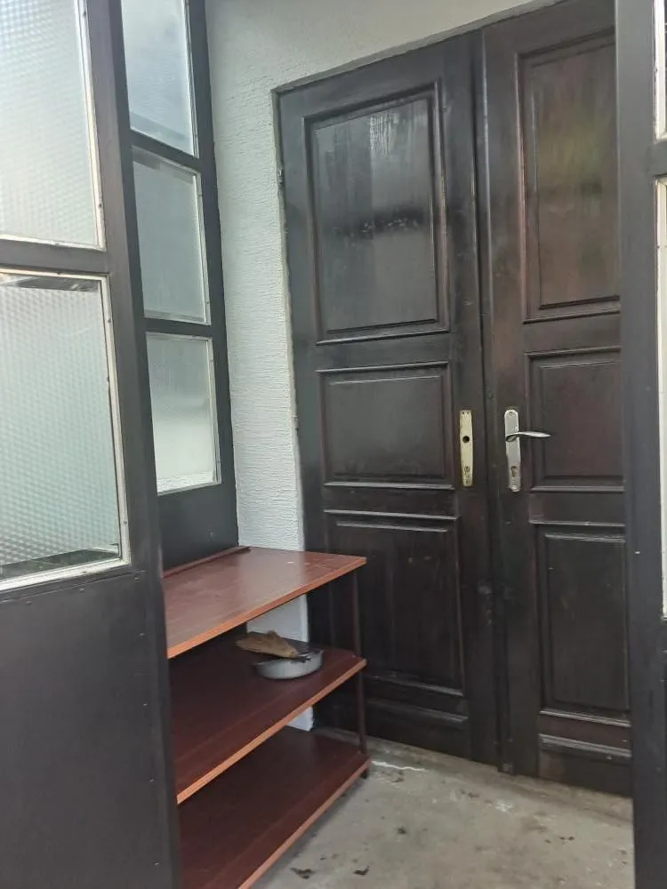 House entrance door with a shoe rack.