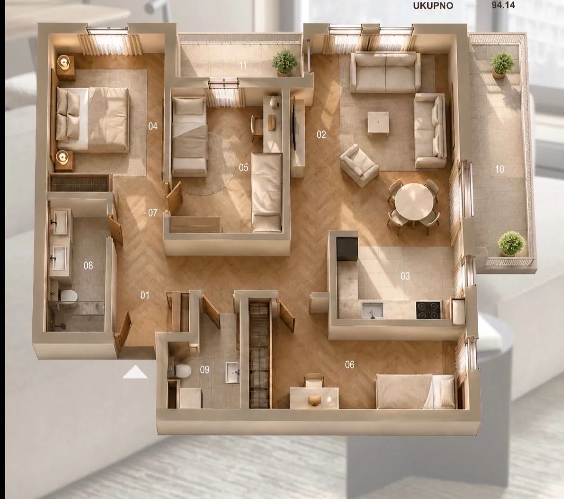 Sale, three bedroom apartment, 94m², Zabjelo, Podgorica
