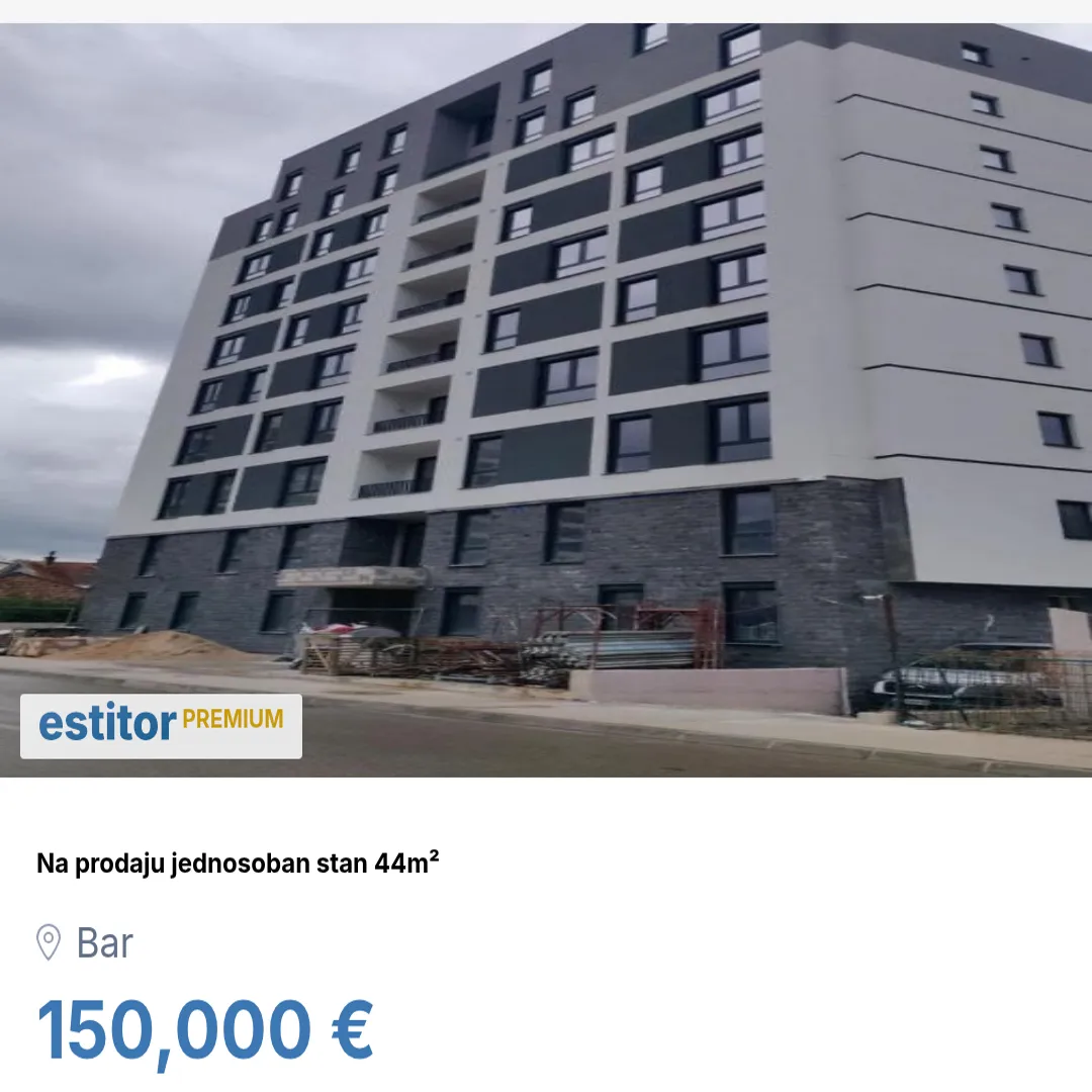 Sale, one bedroom apartment, 44m², Bar, Crna Gora